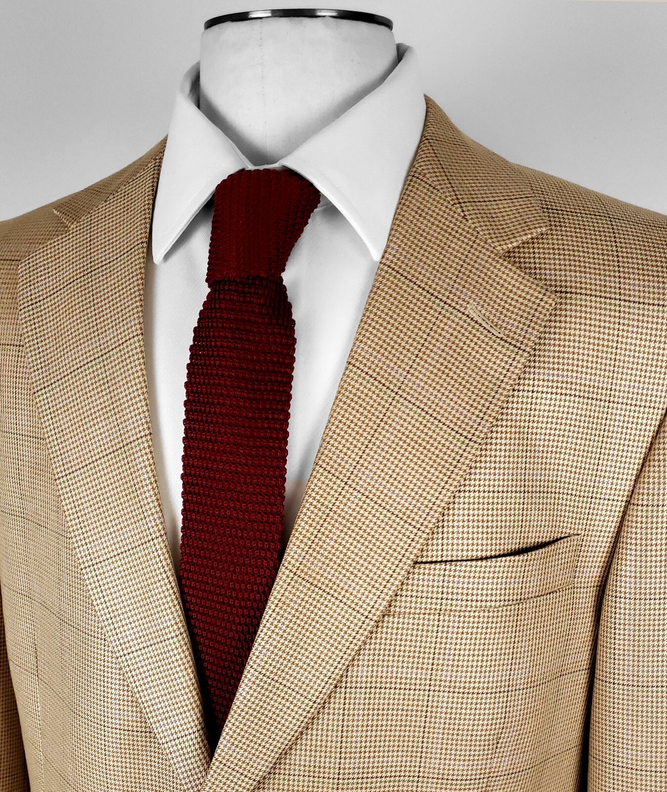 Silk & Wool 42R Brown Micro-Houndstooth Sport Coat Classic Fit