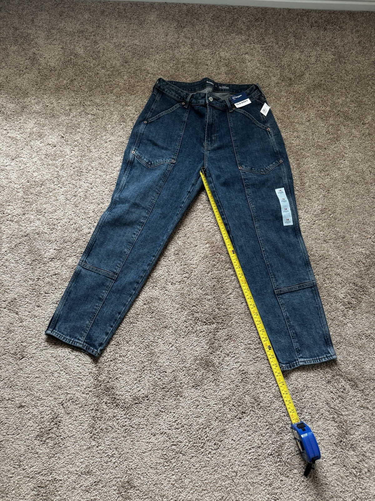 NWT Old Navy Womens High Rise Straight Jeans Sz14 Dark Wash. Utility with Seams