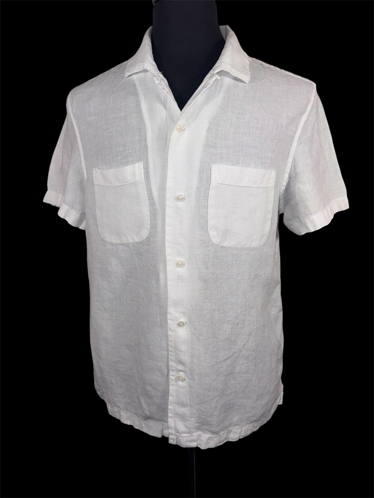 J CREW BAIRD MCNUTT LINEN LOOP COLLAR WHITE CAMP SHIRT SZ M