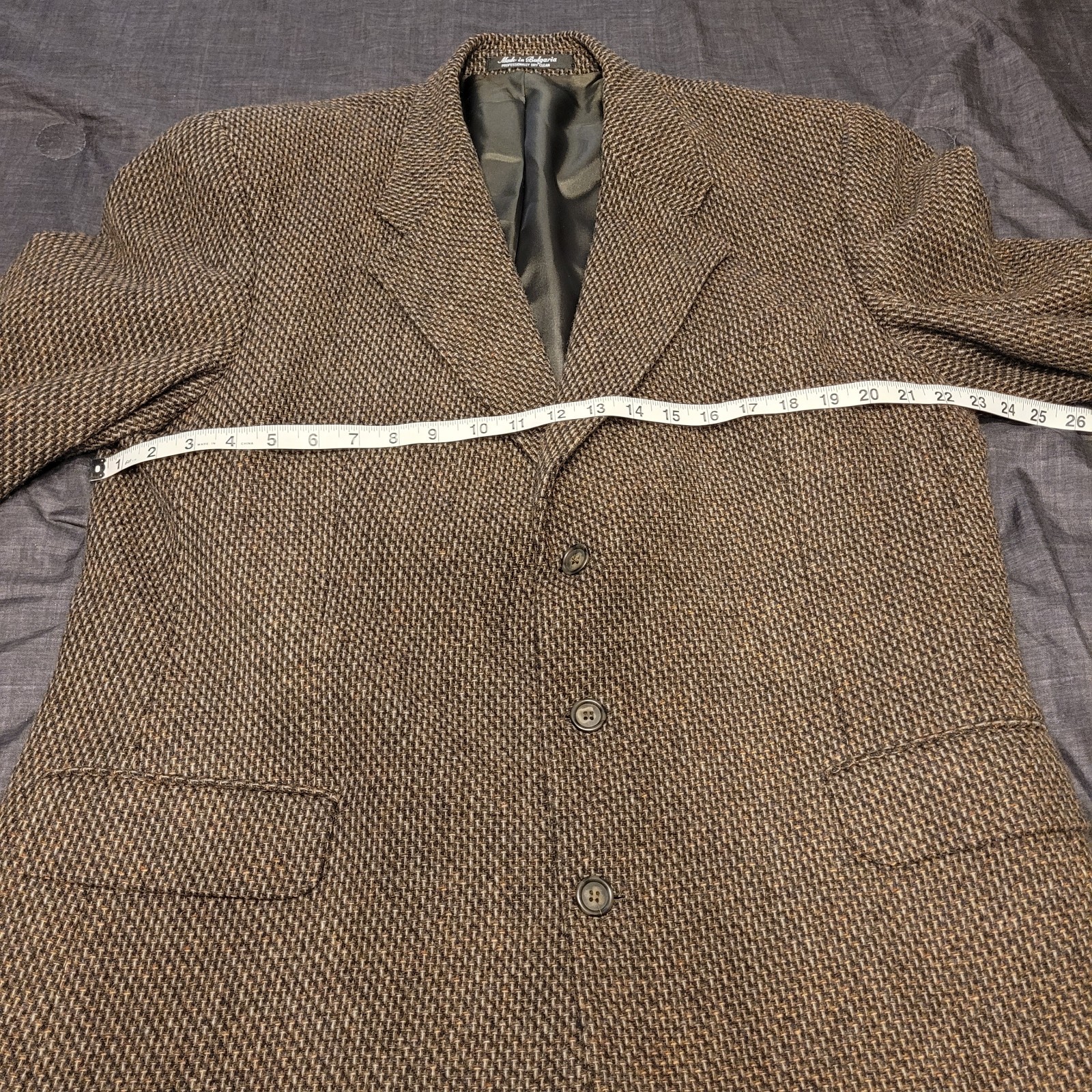 Yorkshire & Hill 46L Brown Tweed Wool Sport Coat Herringbone