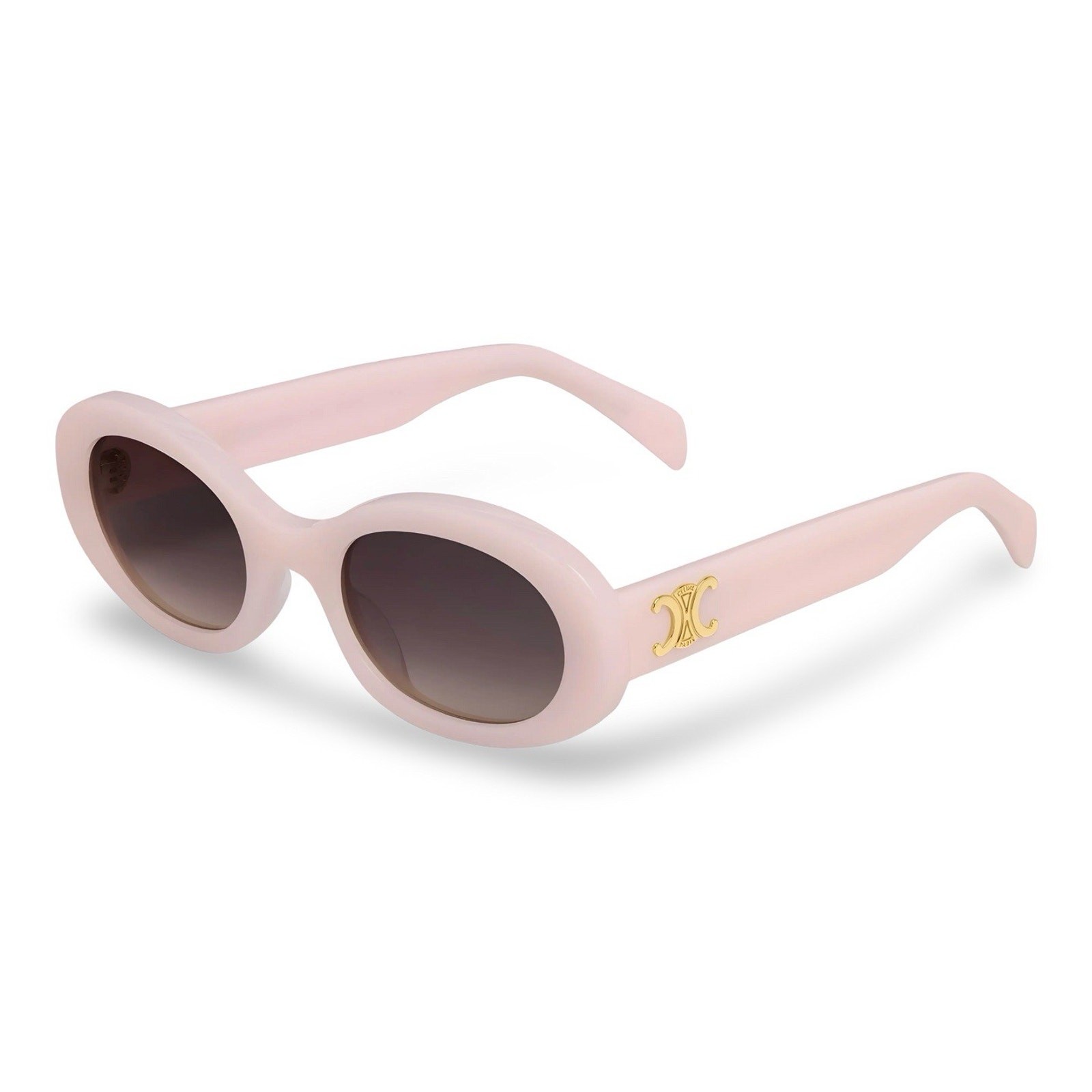 CELINE CL40194U 74B Triomphe Oval Sunglasses Pink Gold Grey Lens AUTHENTIC