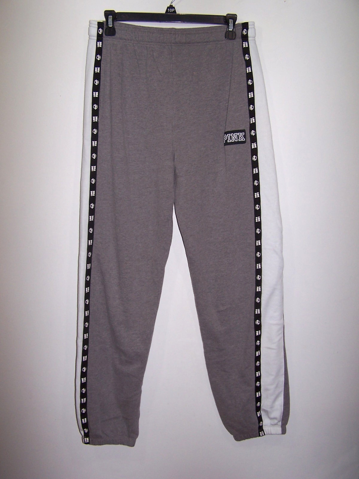 PINK – Gray Black & White Logo Sweatpants – Juniors S