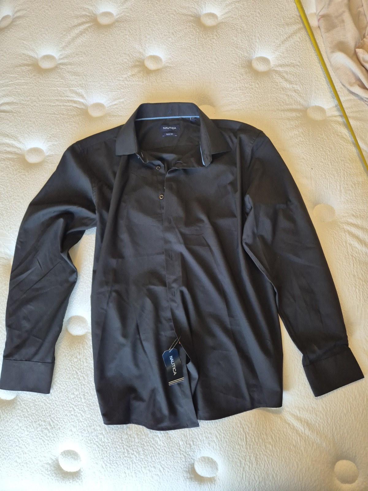Nautica Slim Fit Performance Dress Shirt Black XL 17-17 1/2 34/35 Long Sleeve