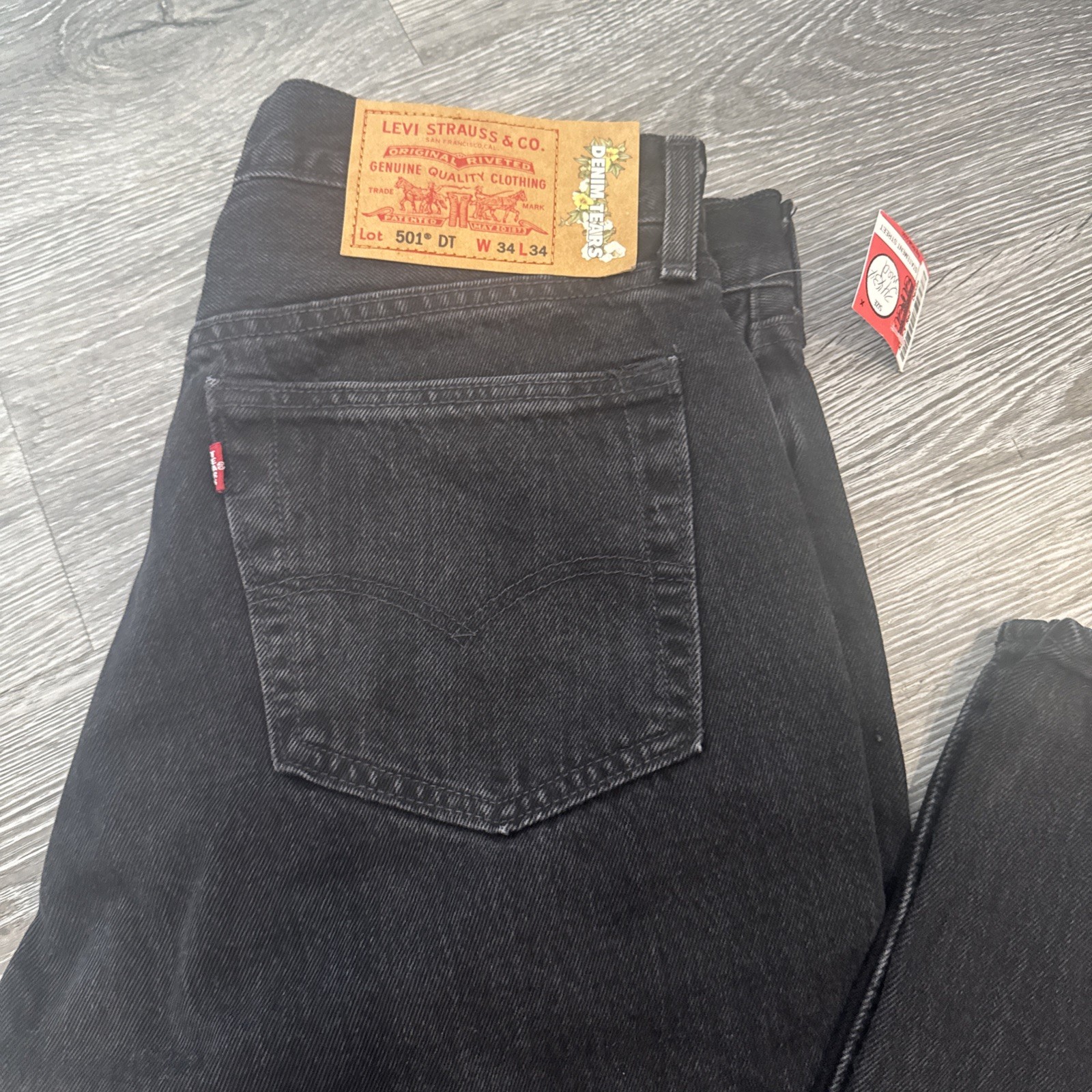Levi’s 501 DT Denim Tears Mens Black Straight Leg Jeans 34×34 Button Fly Nice!!!