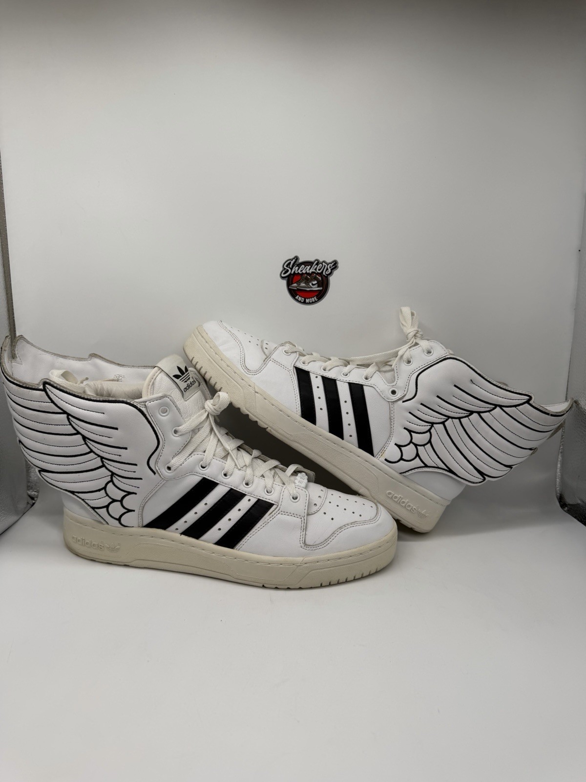 Vintage Adidas Jeremy Scott JS Wings 1.0 2.0 White Black 2010 G19589 Size 13.5