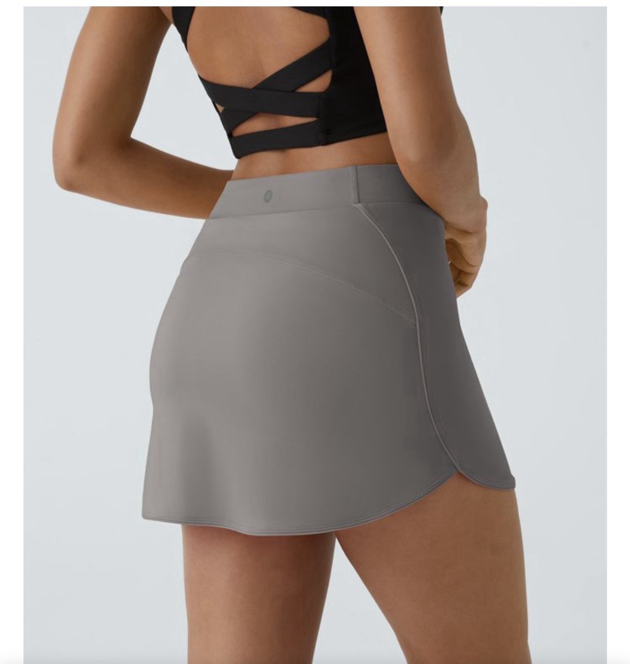 Halara Mini Skirt Skort Medium NEW Gray High Waisted Athleisure Built-in Shorts