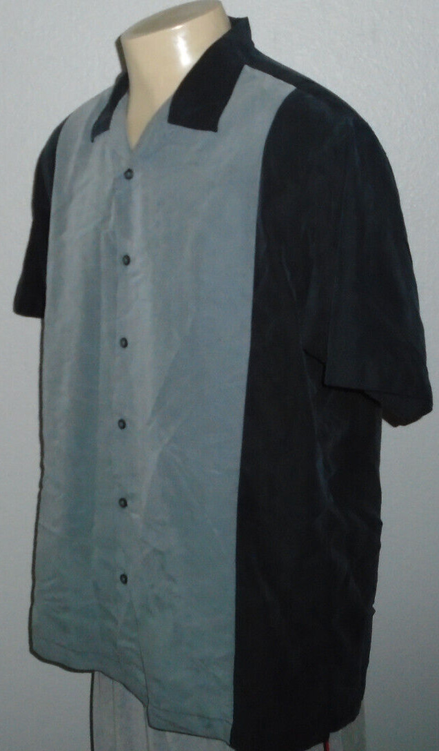 Hipster Retro Lounge Two Tone Black/Gray Rockabilly Shirt Men Large