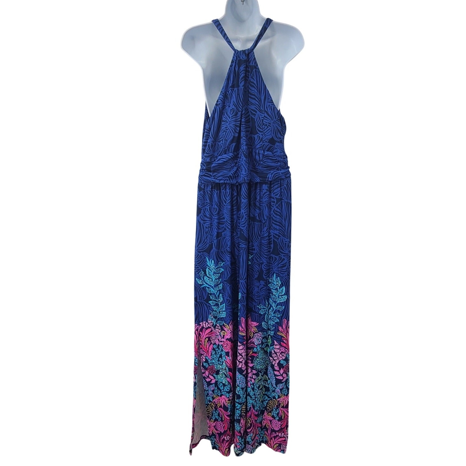 Lilly Pulitzer Orla Maxi Dress Aegean Navy Calypso Coast XL Resort wear Vacay