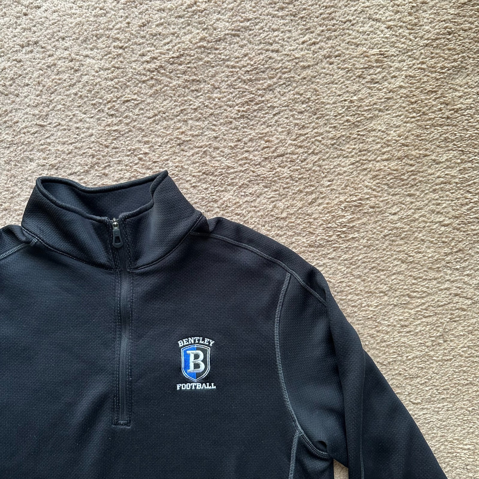 Nike Golf Sweater Mens Large Mock Neck 1/4 Zip Black Pullover Bentley Football
