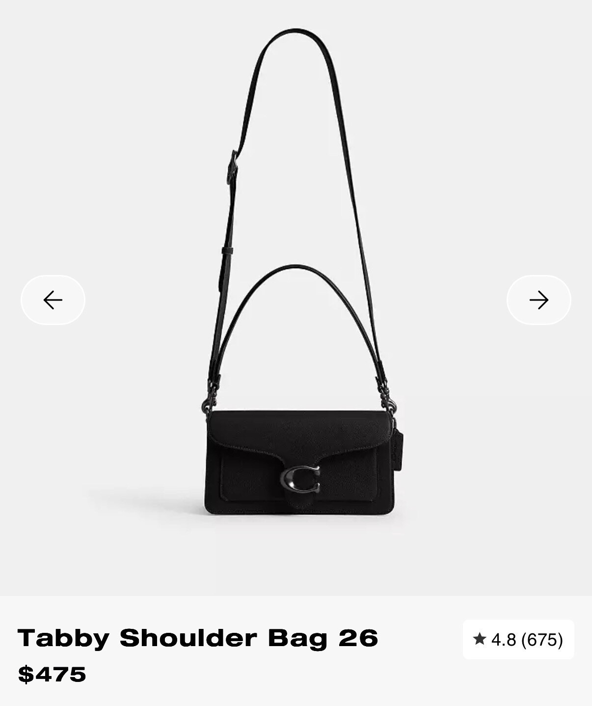 Coach Tabby 26 Black With Pewter And Link Chain Strap In Brass And Pewter