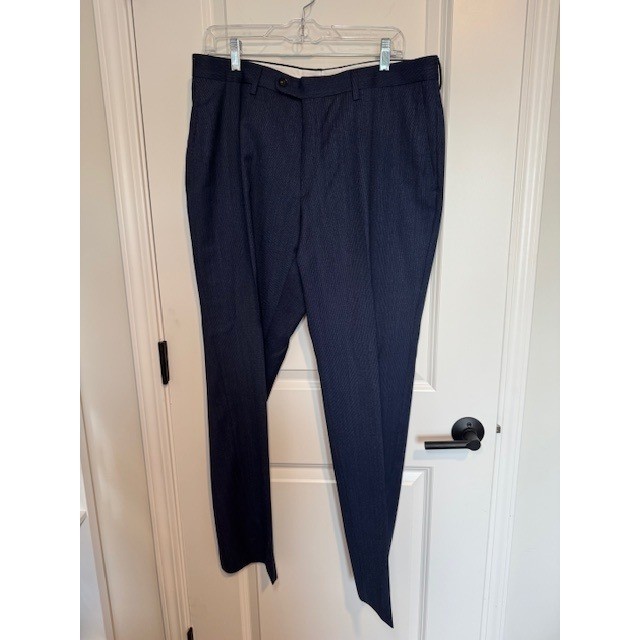 Mens Blue Grey Micro Texture Flat Front Dress Pants Trousers 36×42