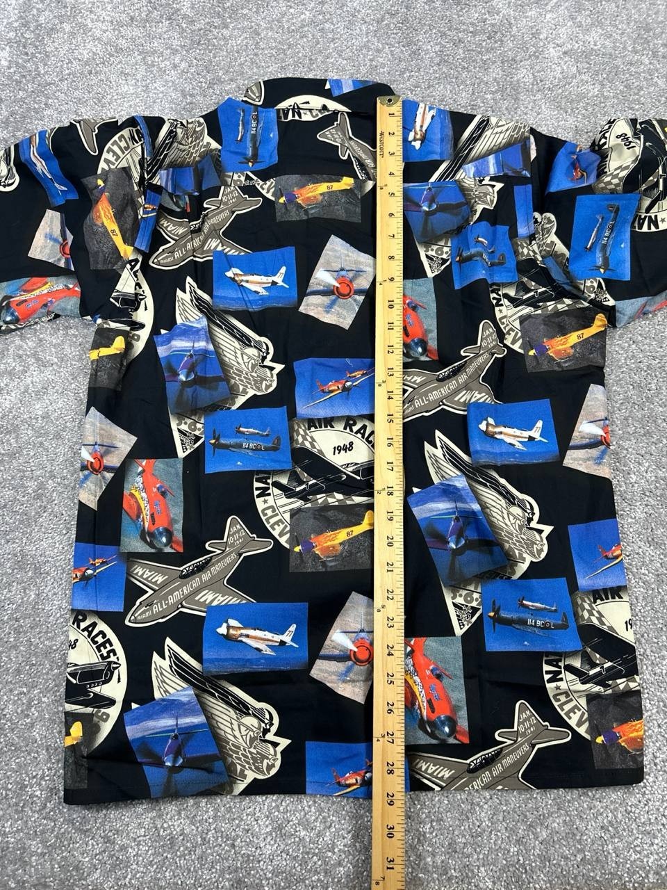 Reyn Spooner Shirt Mens Medium Black Blue Beige Airplane Cotton New