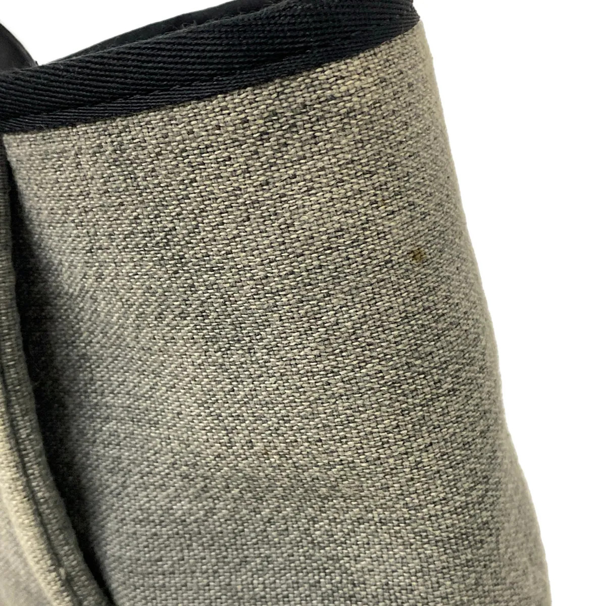 CHANEL Deauville Line Gray Black Canvas Leather Tote Bag