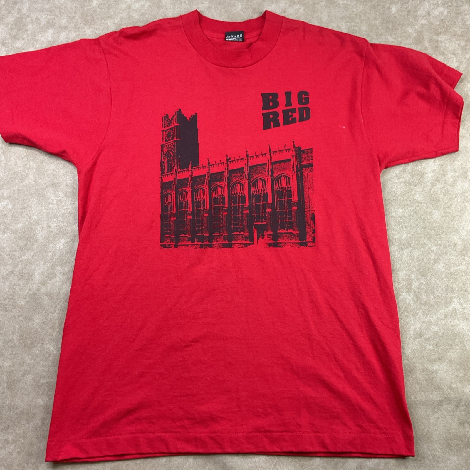 Vintage Big Red T-Shirt Sz L Western University 80s 90s Single Stitched 50/50