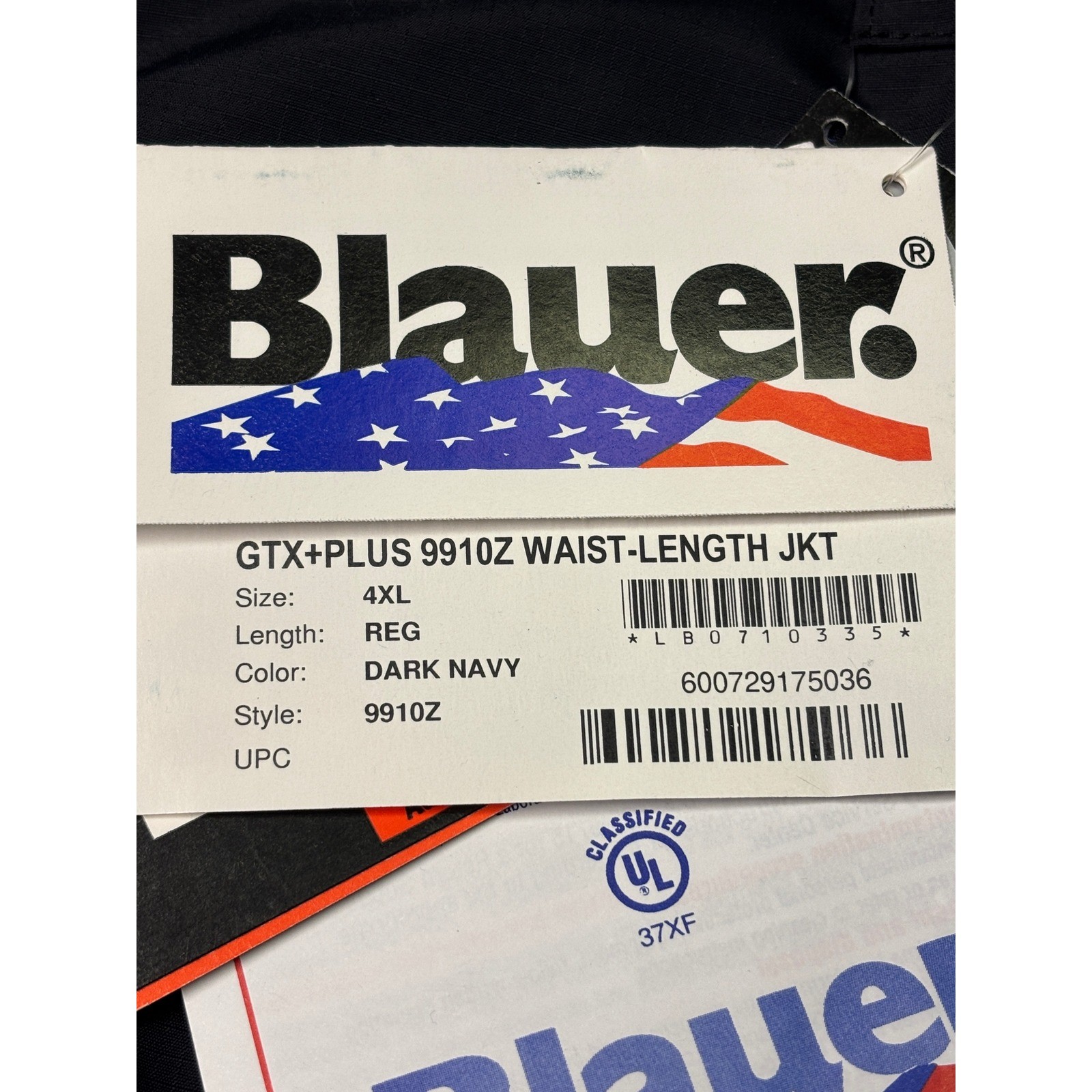 NWT Blauer GTX PLUS 9910Z Waist Length Jacket Dark Navy 4XL REG Made in USA