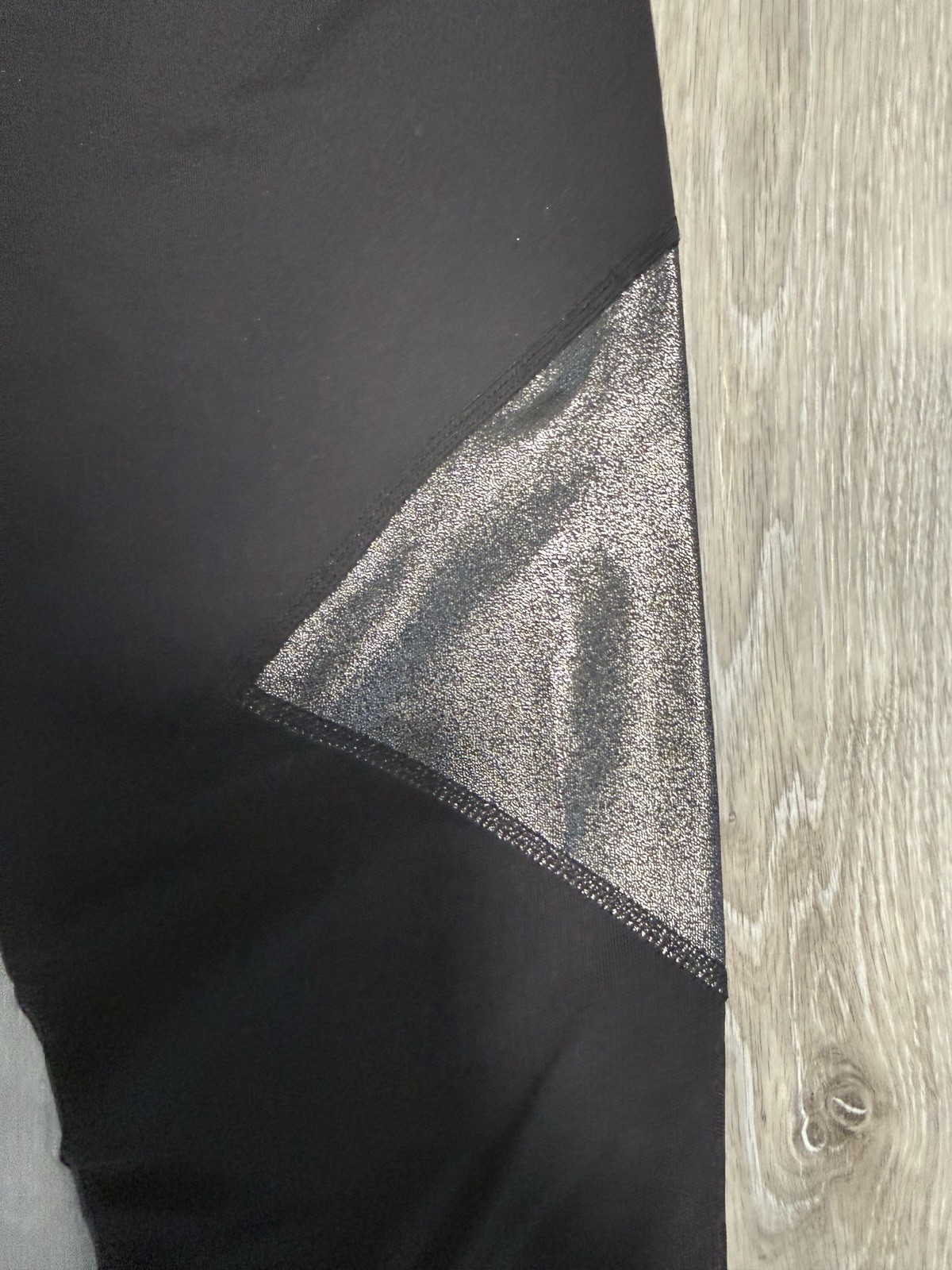 JoyLab Black Leggings with Metallic Silver & Mesh Accents 7/8 Length NWT Small