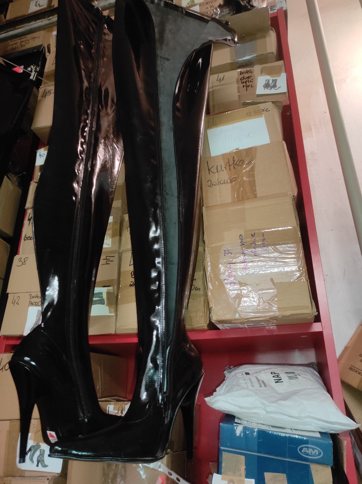 Clearance Rubber Boots Over The Knee Many Colours Heel 13cm 41 42 43 44 45 46 47