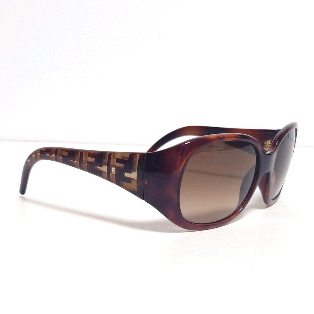 Fendi Round Sunglasses, Zucca Pattern, Brown, Women’s