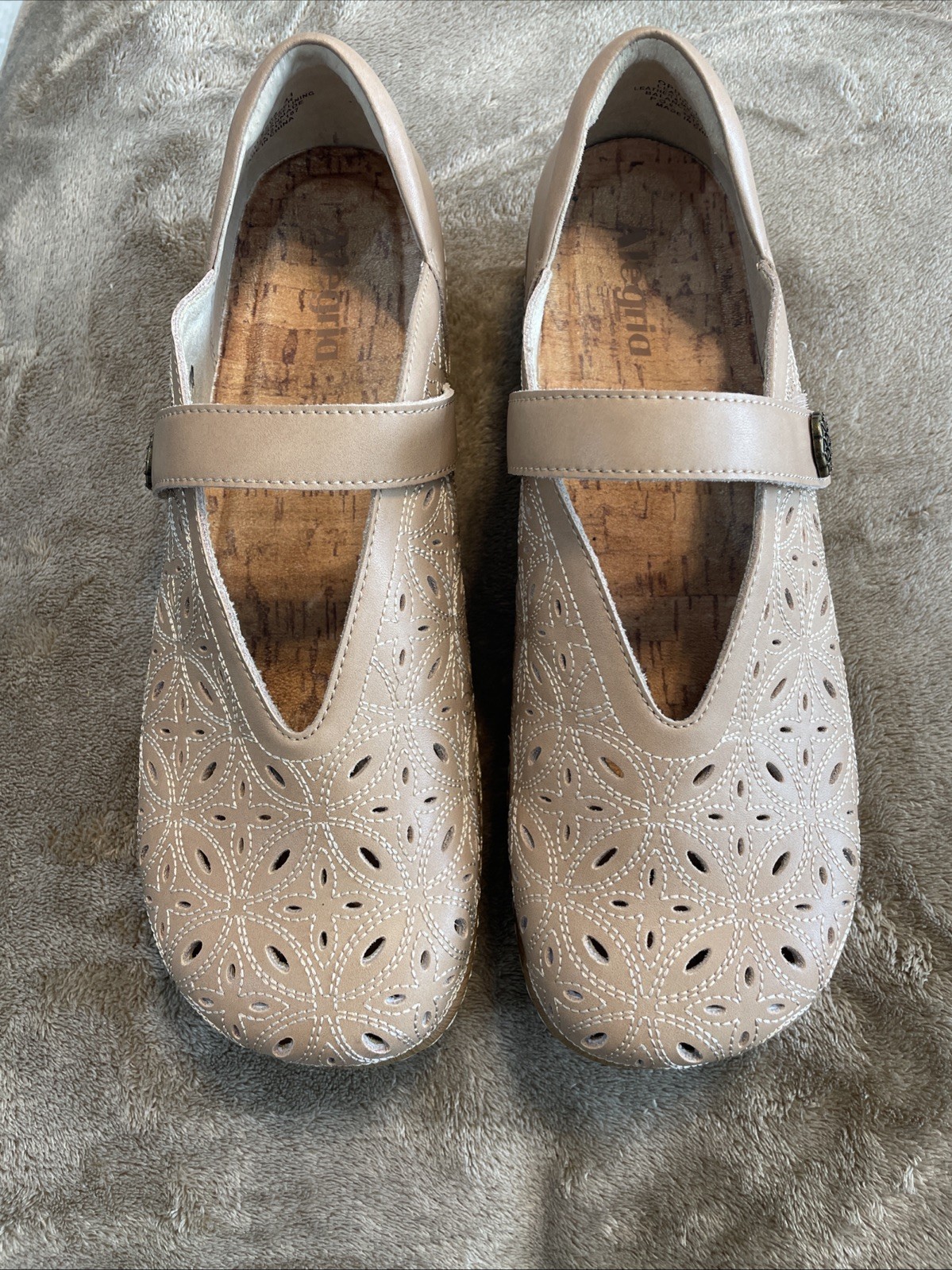 Alegria Ophelia Latte Breeze Leather Shoe Women Biege Mary Jane EU 41 US 10-10.5