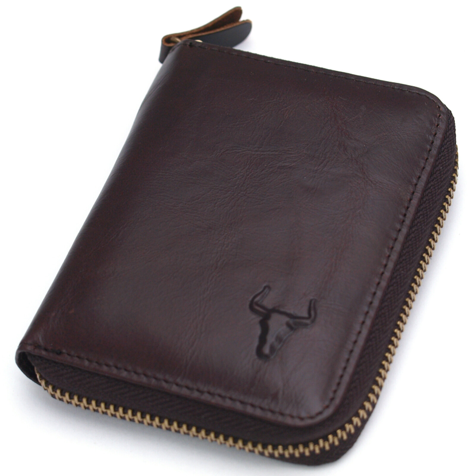 Men’s Zip Around Leather Wallets Coin Purse Credit Card Wallet