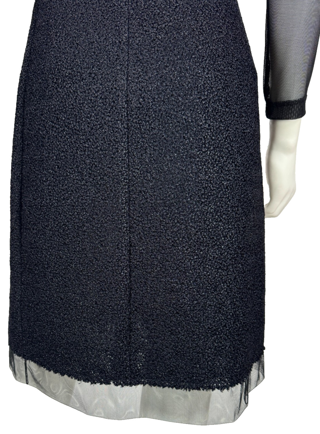 $3K Akris Black Sheer Mesh Cocktail Dress 6 US 42 IT 36 D M Tweed Runway MINT