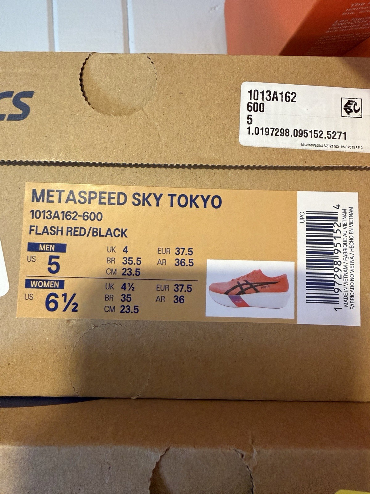 ASICS Metaspeed Sky Tokyo Flash Red/black Womens Size 6.5 / Mens Size 5 NWB