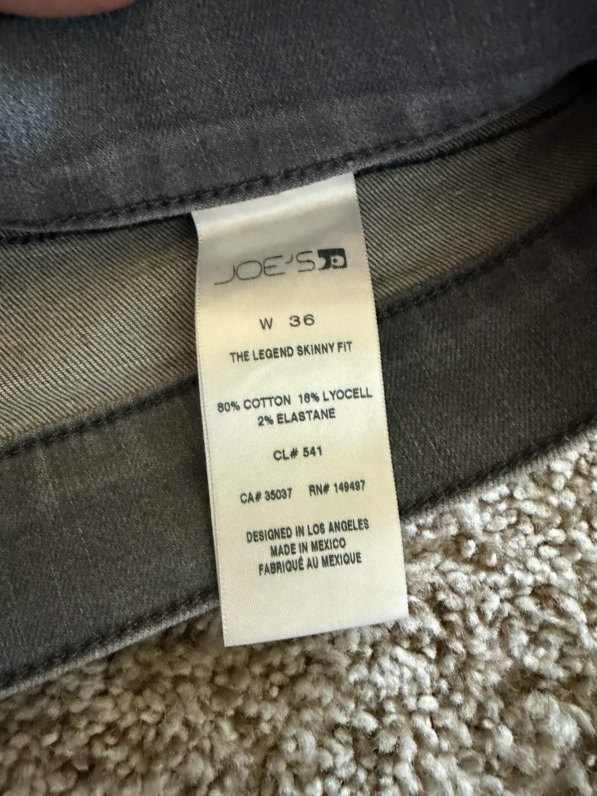 JOE’s Jeans Mens Grey Wash 36 x 32 – The Brixton “Skinny Fit” Denim