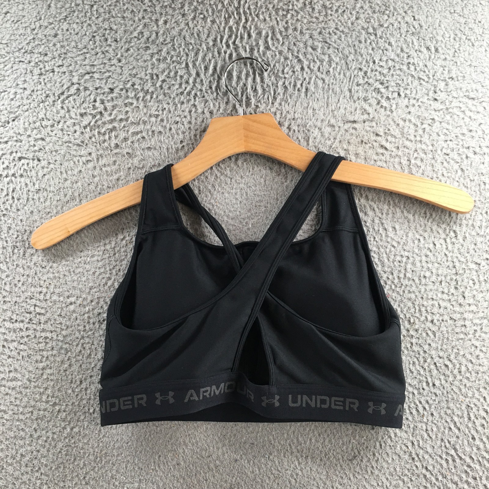 Under Armour Compression Crossback Mid Sports Bra Womens 2XL Black Sleeveless