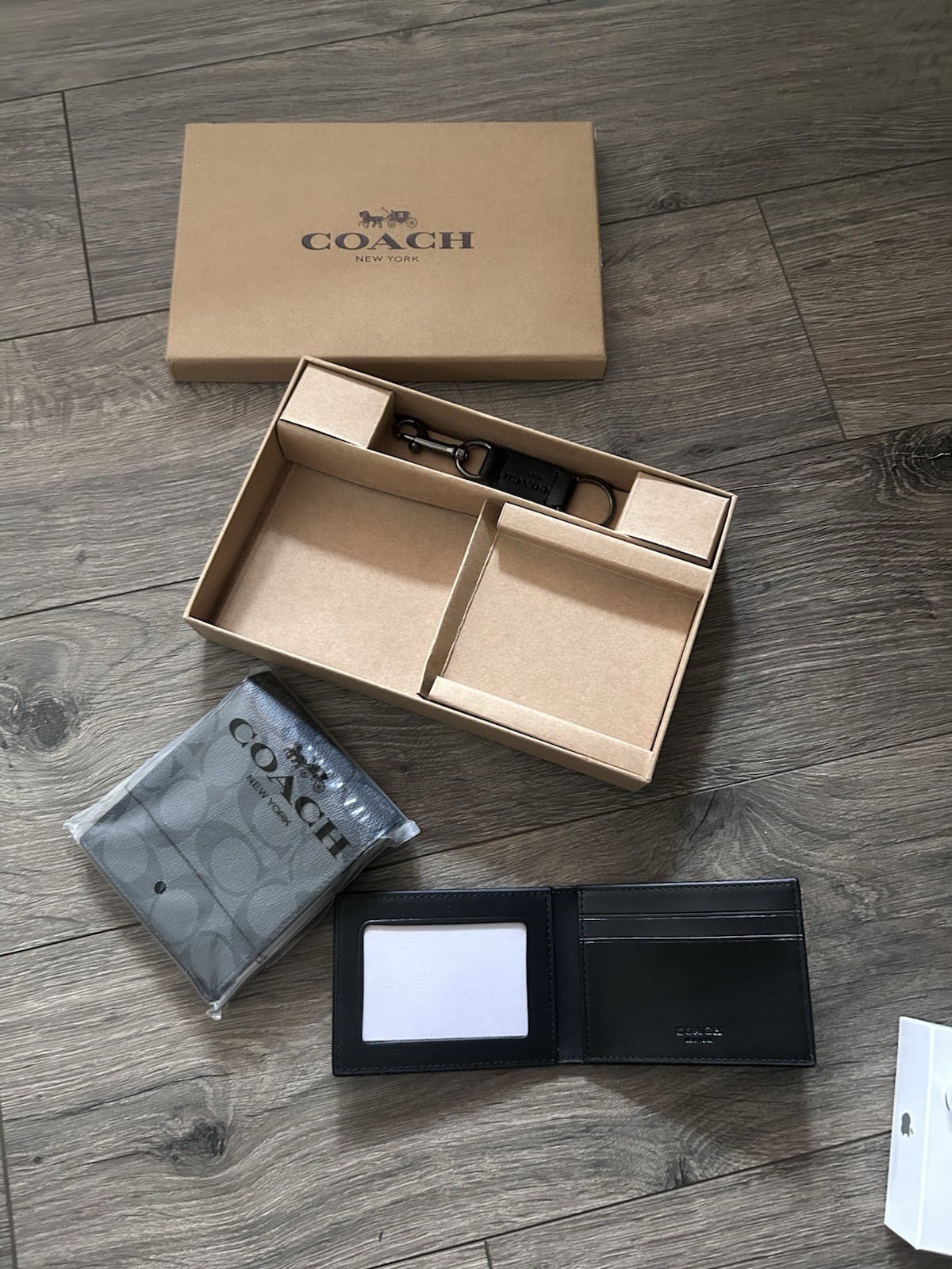 👜Coach👜 Men’s 3-in-1 Wallet Boxed Gift Set Signature Black/Black Fast Ship ✈️