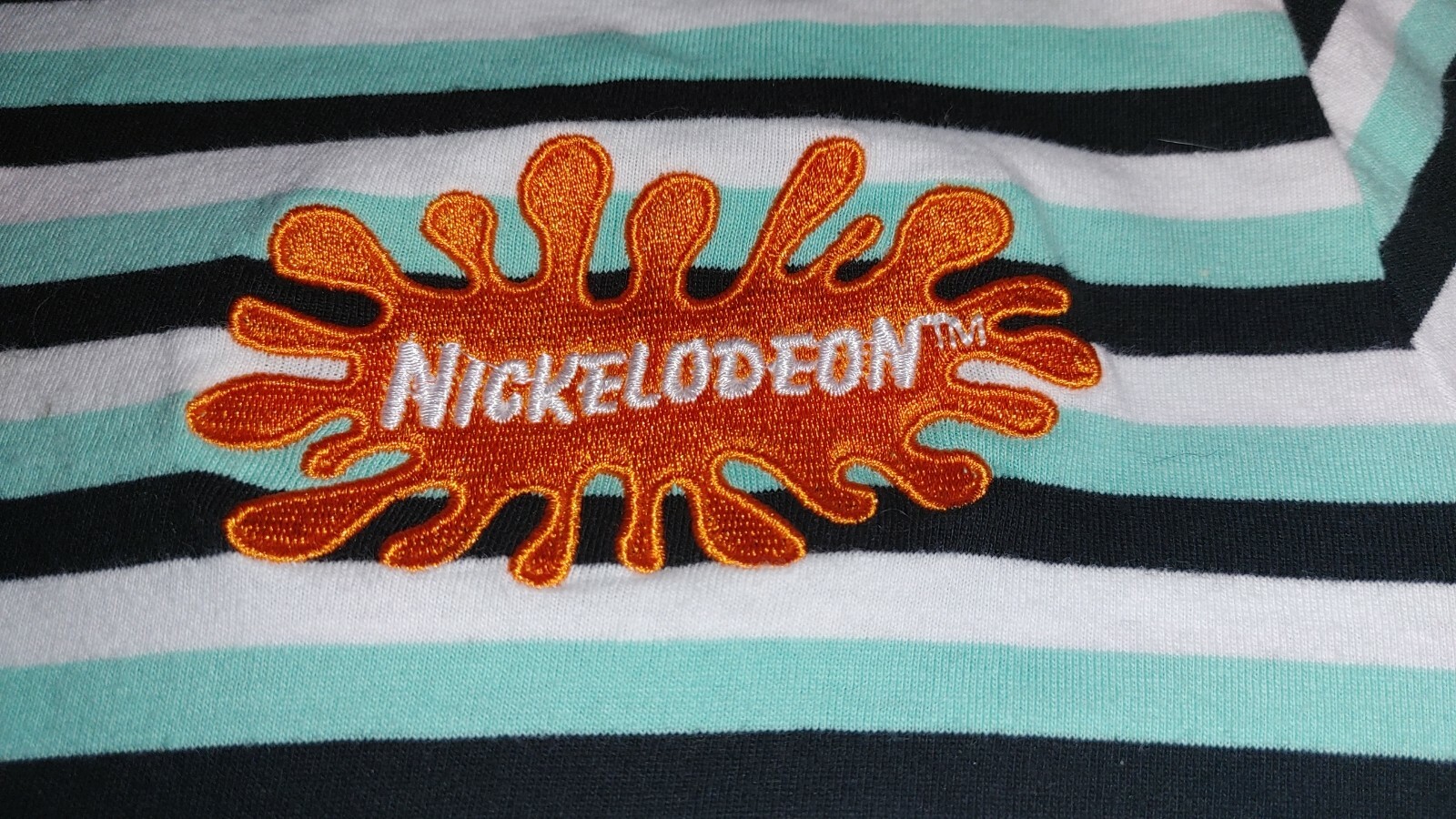 Nickelodeon Splat Embroidered Striped Shirt L Large