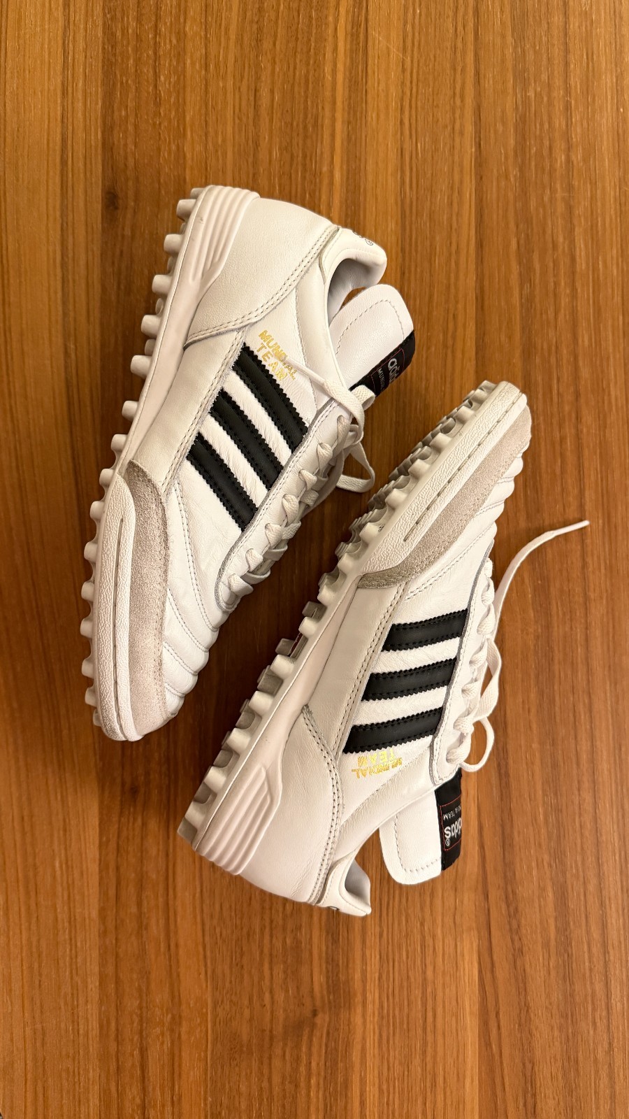 Adidas Mundial Team Leather Mens Turf Soccer Shoes White ID4053 US 6.5