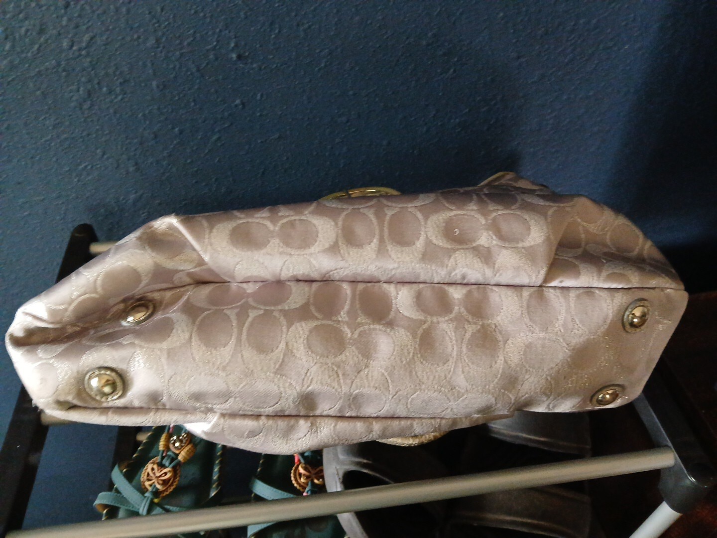 Coach Handbag Light Gray w/Leather Accessories/No. K1173-F18912
