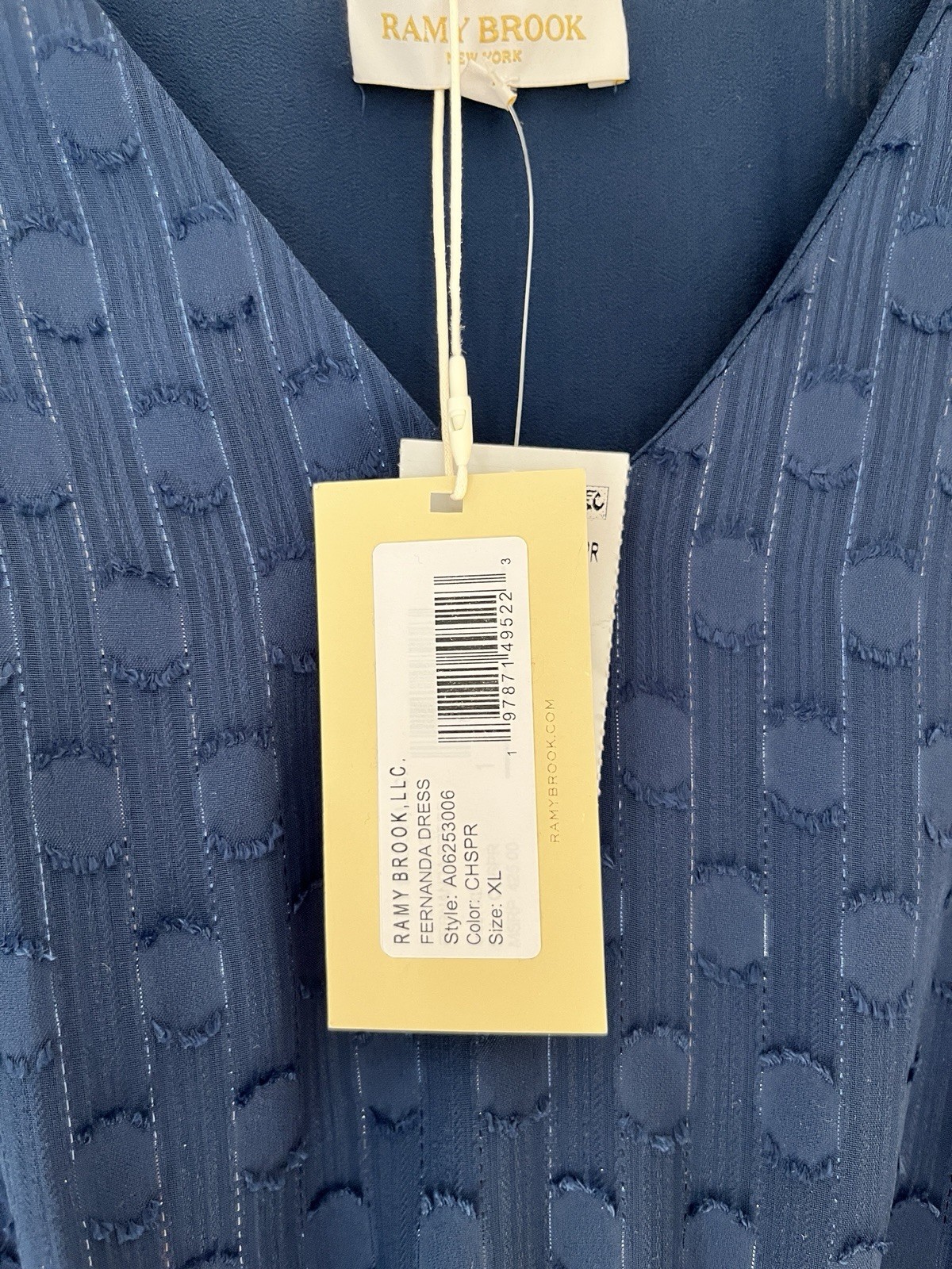 RAMY BROOK Fernanda Metallic Thread Dot Minidress Blue Sz XL $425 New NWT