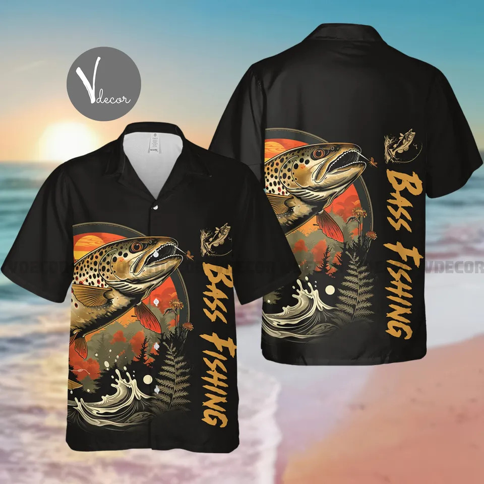 Bass Fishing Hawaiian Shirt Summer Aloha