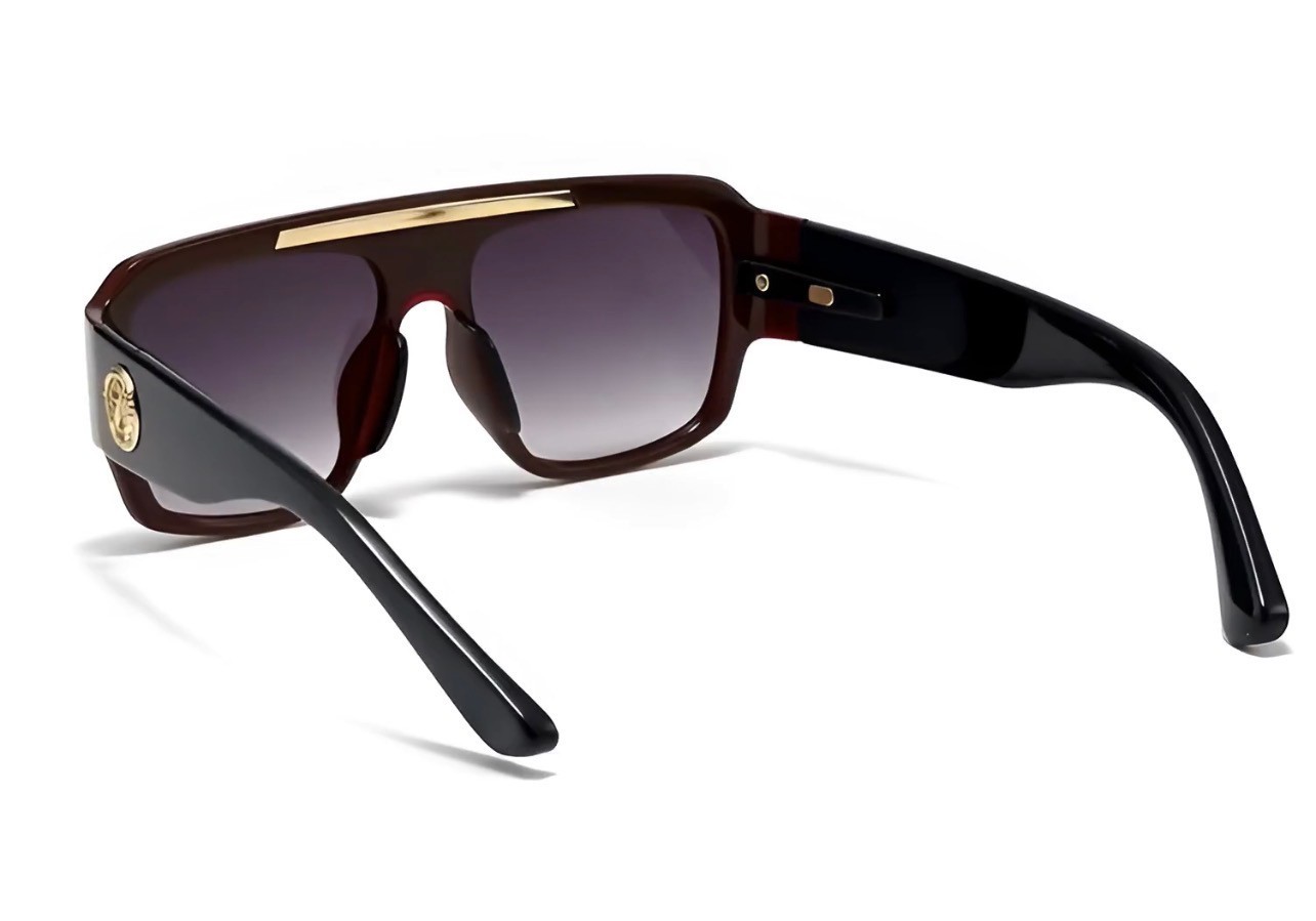 Oversized Square Kleo Lion Head Medallion Flat Top Sunglasses Lentes Shades