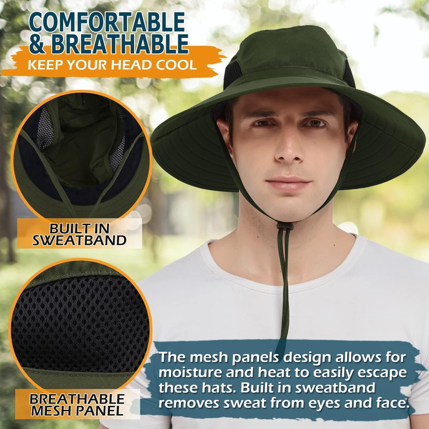 Wide Brim Bucket Hat Waterproof UPF50+ UV Sun Protection Cap for Fishing Hiking