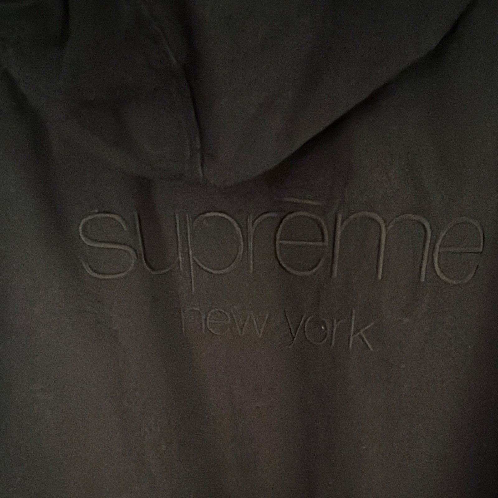 Supreme Men’s Black Hooded Parka Jacket L Zip/Snap Embroidered Logo Pockets