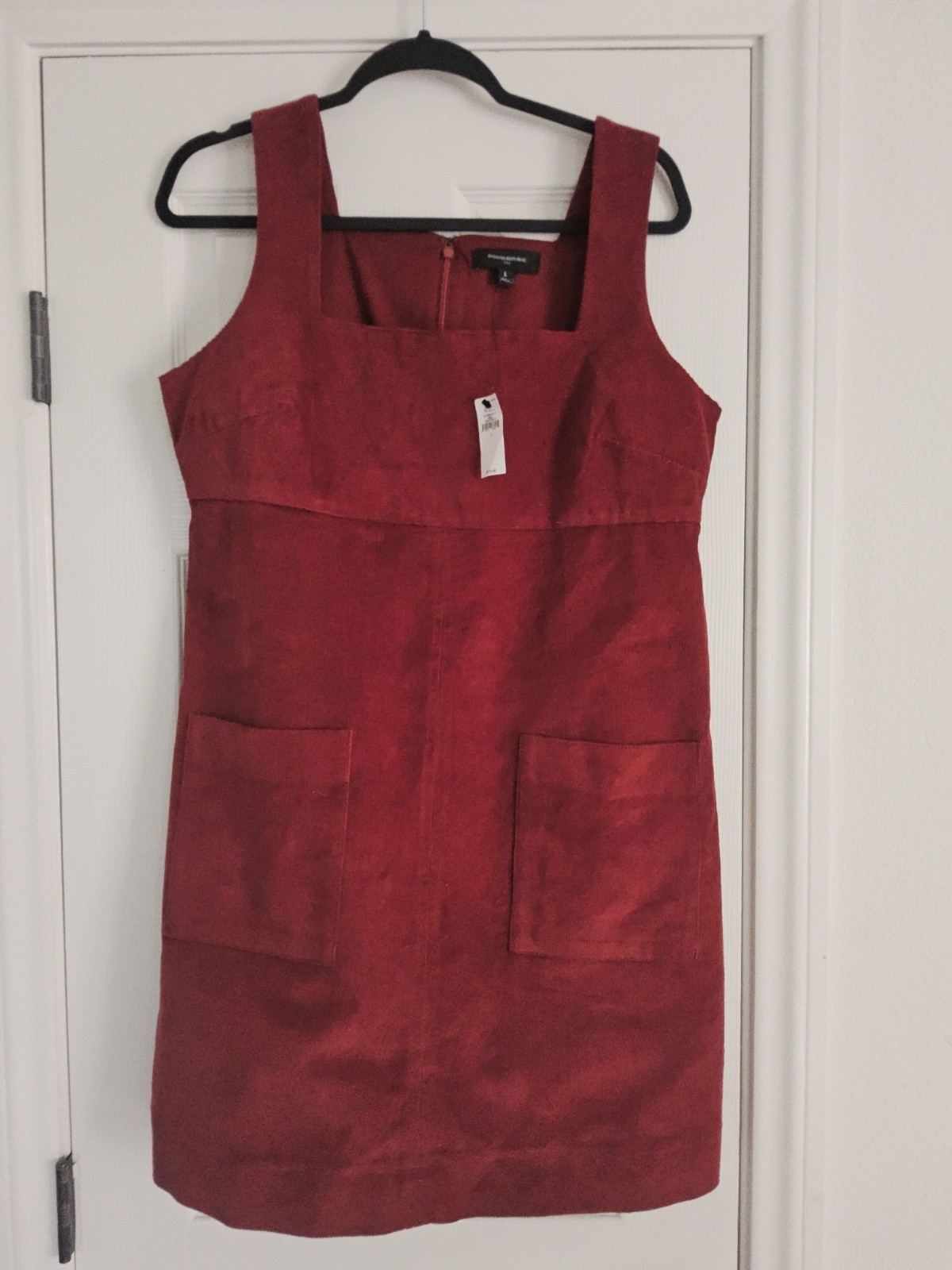 Banana Republic Deep Red Overall Corduroy Mini Dress Sz L