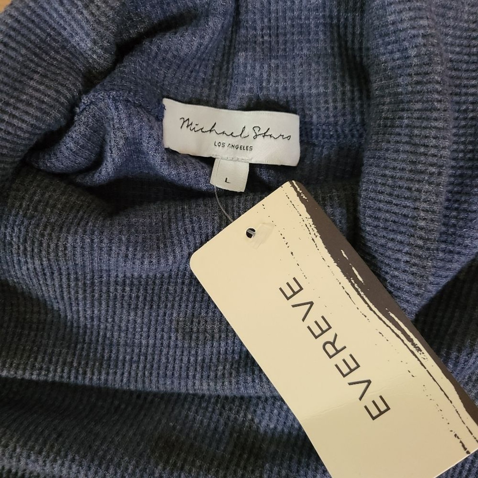 NWT Michael Stars Marcy Size Large Blue Camo Thermal Turtleneck Top Casual Layer