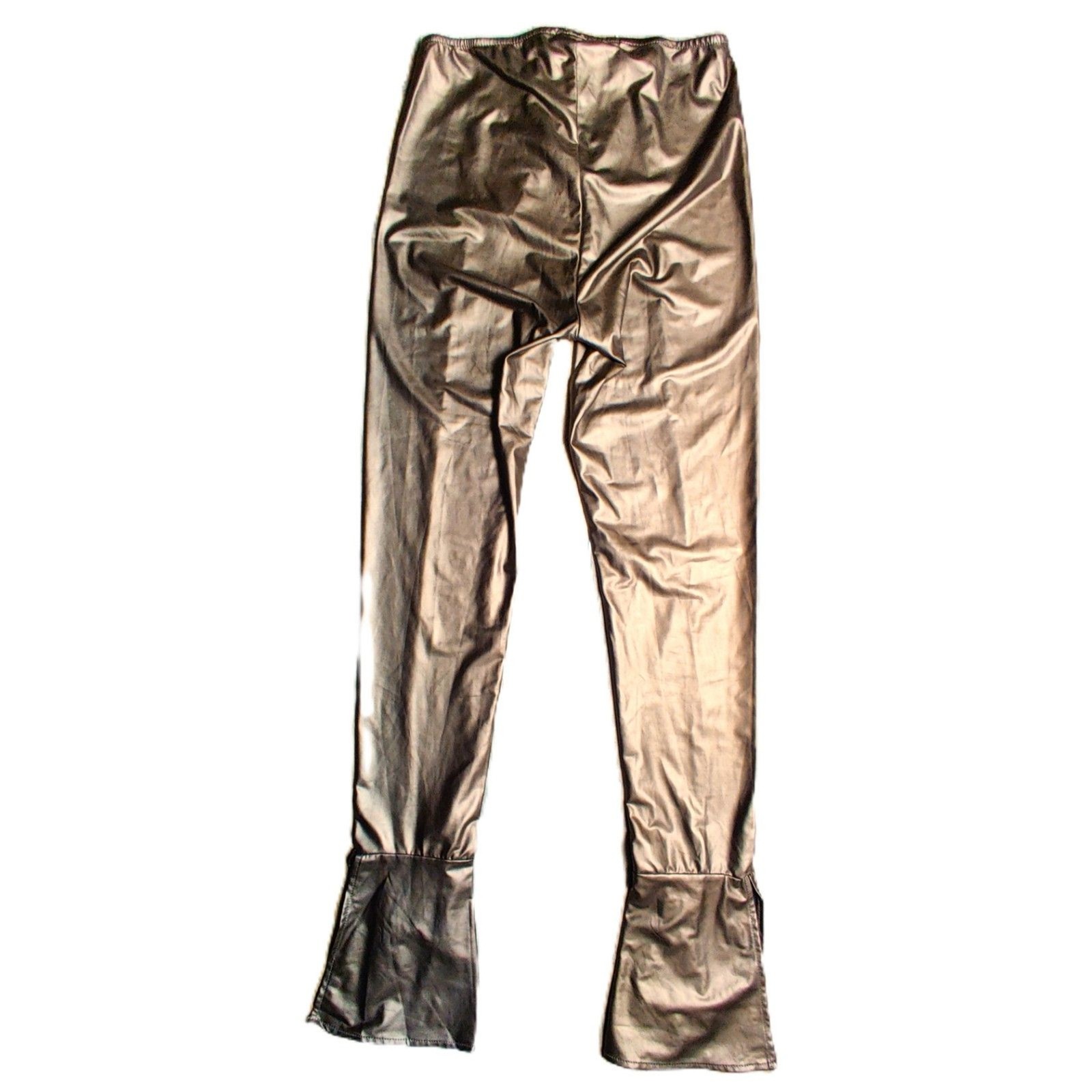 SHEIN SXY Metallic Bronze Faux Leather Tie Hem Leggings Pants Women’s XS NWT