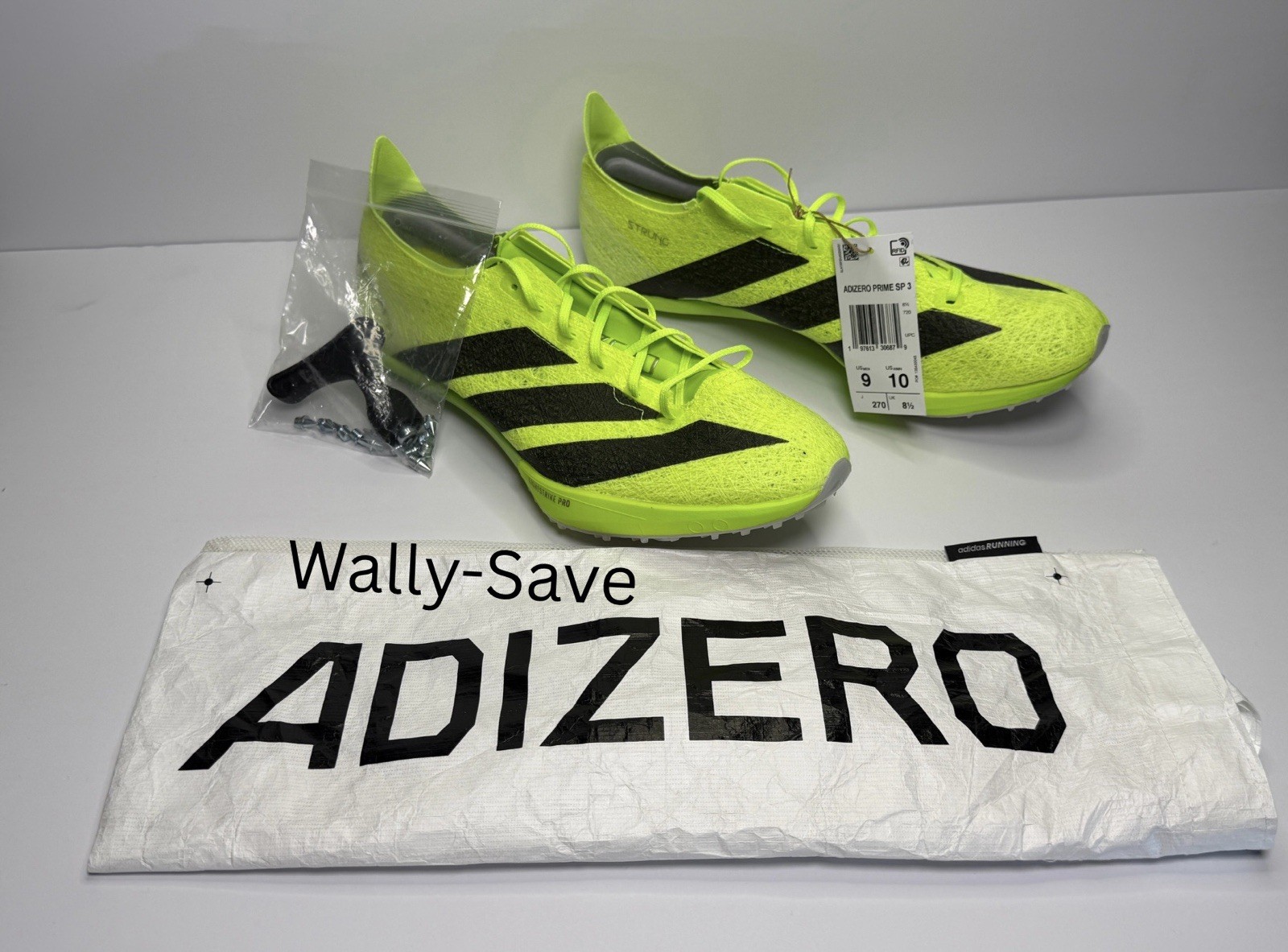 Men’s Size 9 / Women’s 10 – adidas Adizero Prime SP 3 Strung Lucid Lemon Black