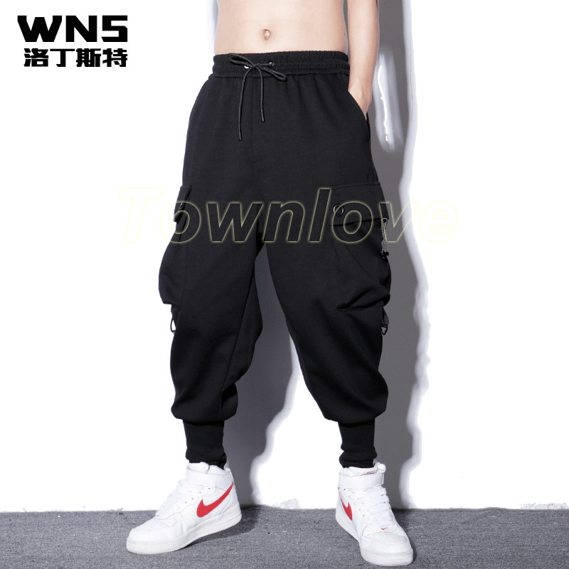 Mens Punk Harem Pants Hip Hop Pockets Cargo Trousers Casual Baggy Streetwear Hot
