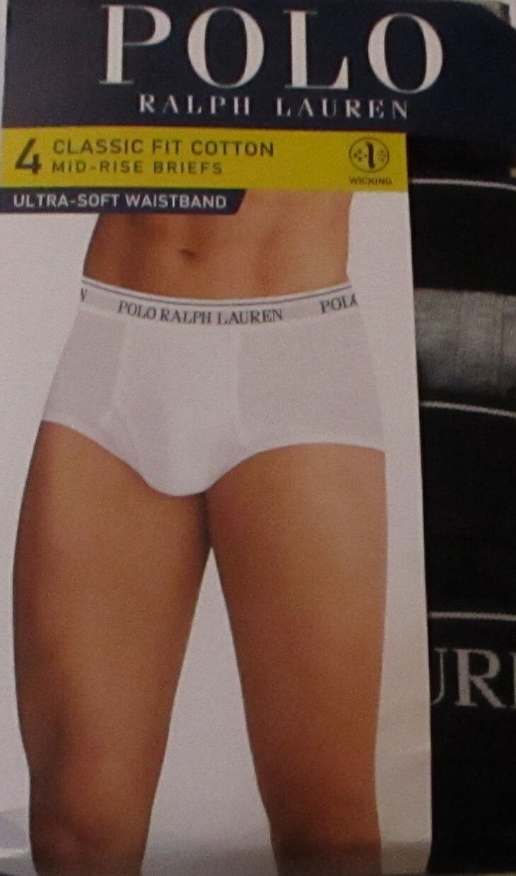 4 RALPH LAUREN POLO COTTON MID RISE BRIEFS SIZES S M L XL BLACK WHITE GRAY NWT