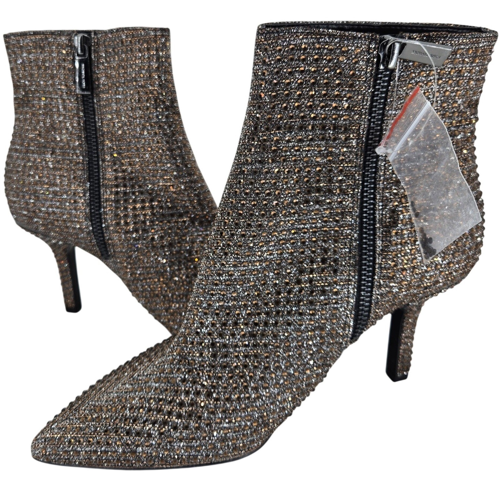 Michael Kors Women Bronze Crystal Embellished Pointed Toe Ankle Boots Size 7M