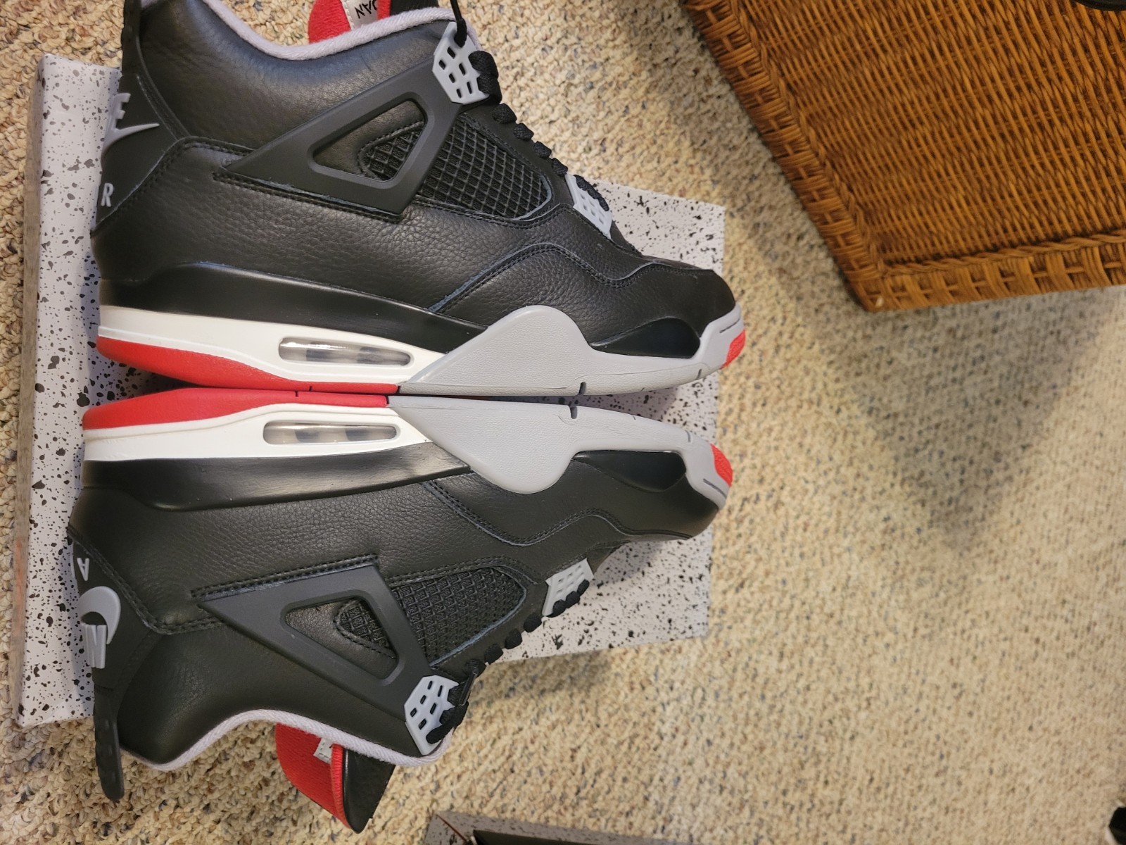 Jordan 4 Retro Bred Black/Gray/Red and Jordan 4 Military blue (combo )