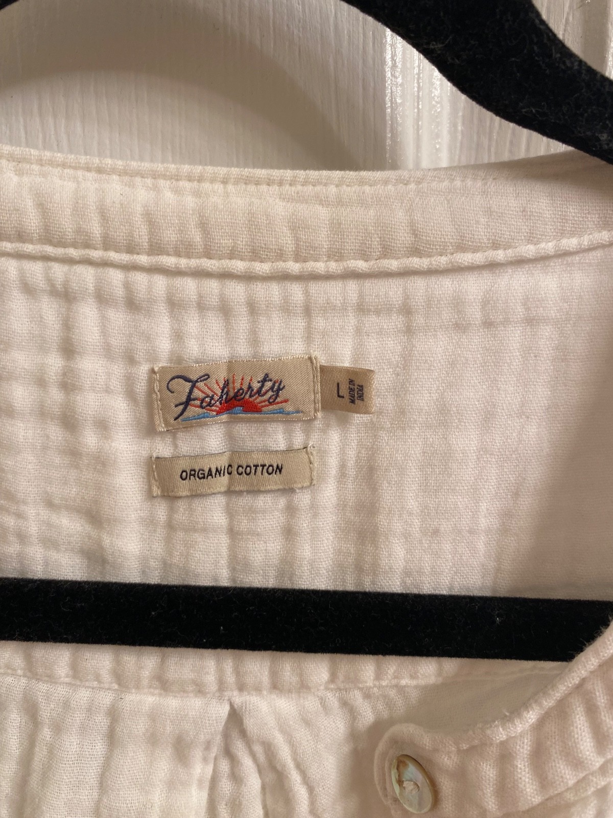 Faherty Womens Dream Organic Cotton Gauze Desmond Top White Size Large