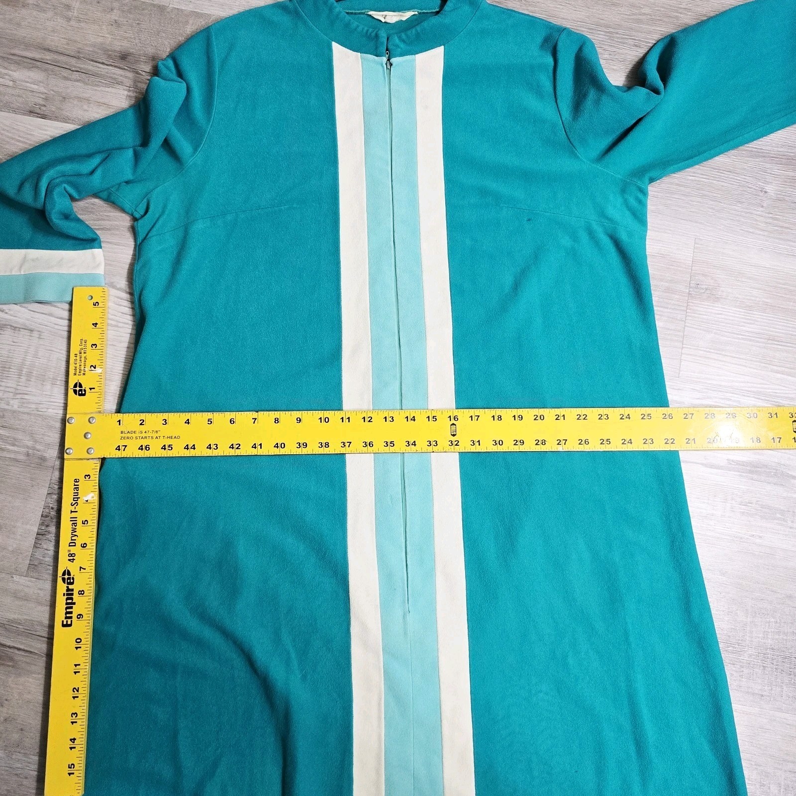 Vtg Vanity Fair Velour Jade Green House Coat Bathrobe Robe Pockets Long ZIPPER