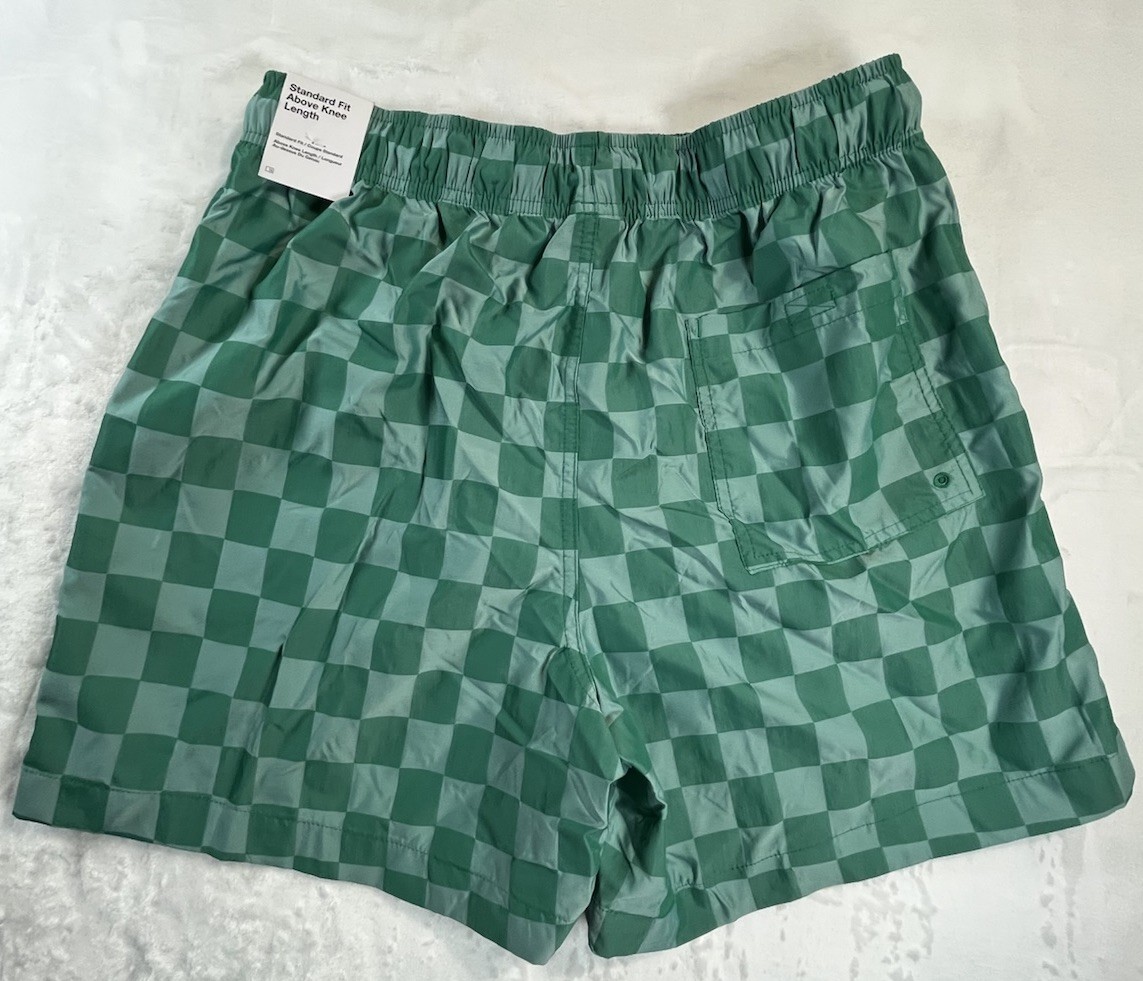 $60 Nike Mens Medium Club Shorts Checkered Relaxed-Fit 6″ Drawstring Green NEW