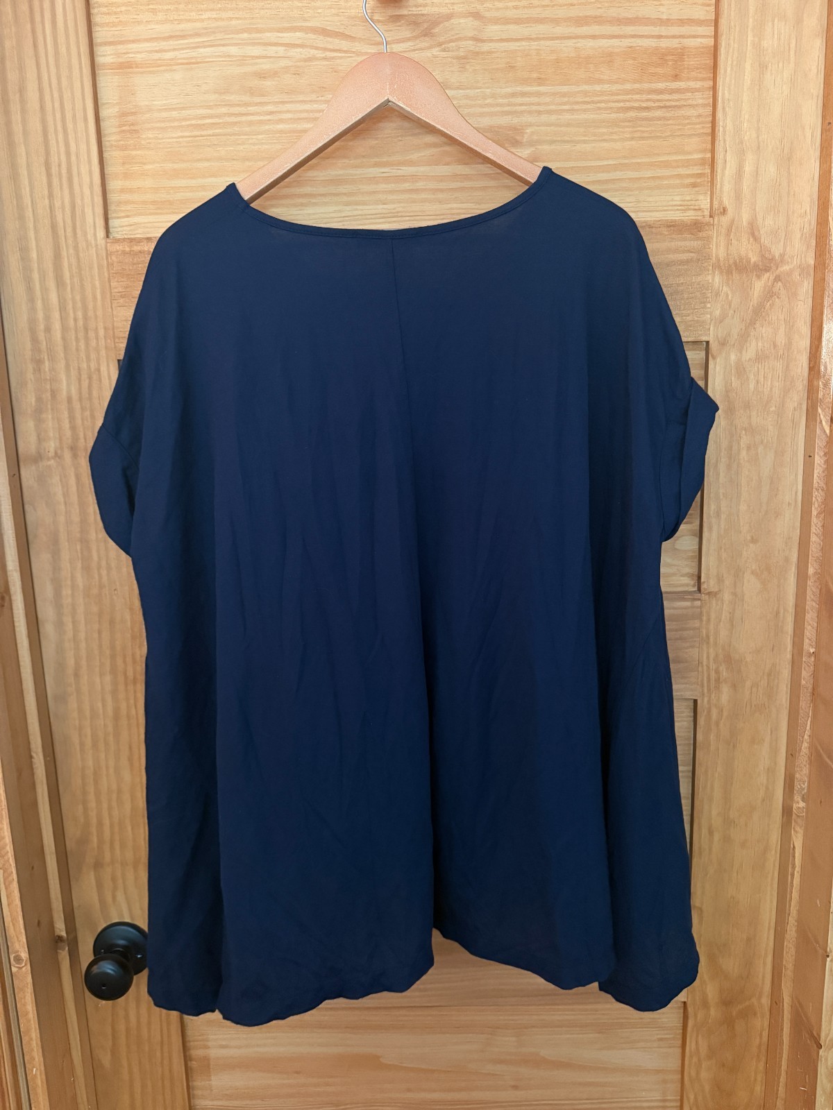 Alembika Oversized Trapeze Lagenlook Drapey Blue Short Sleeve Tunic Top size M
