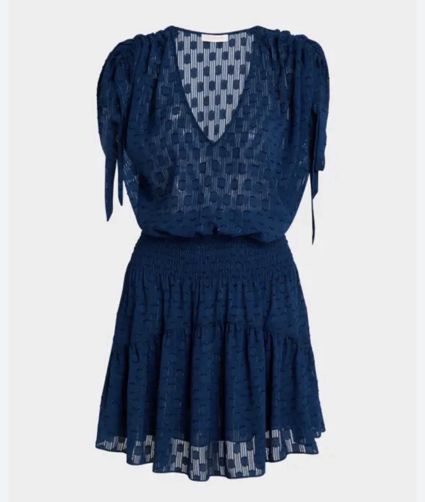 RAMY BROOK Fernanda Metallic Thread Dot Minidress Blue Sz XL $425 New NWT